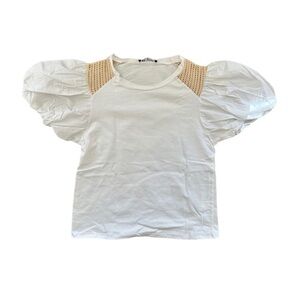 Zara White Puff Sleeve Top